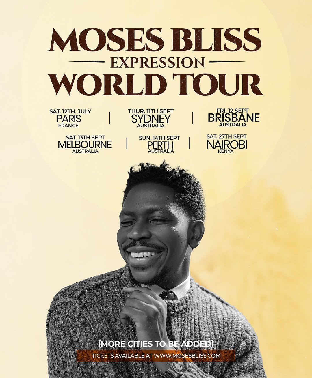 Moses Bliss Expands World Tour with New Dates in Australia and Kenya